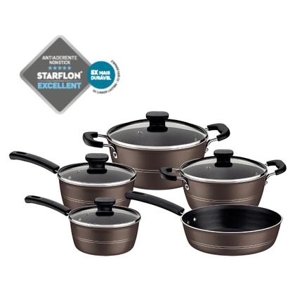 Imagem de Jogo Panelas Sicilia Avelã 5 Peças com Frigideira Antiarentes