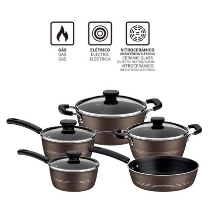 Imagem de Jogo Panelas Sicilia Avelã 5 Peças com Frigideira Antiarentes