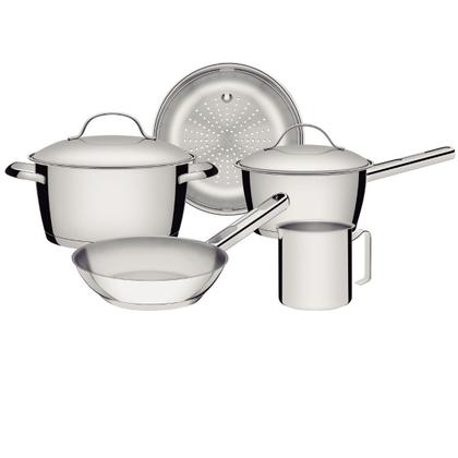 Imagem de Jogo panelas tramontina allegra  5 peças resistente aço inox