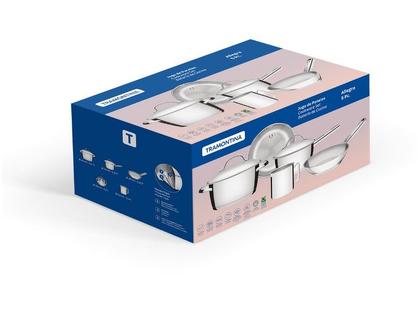 Imagem de Jogo panelas tramontina allegra  5 peças resistente aço inox