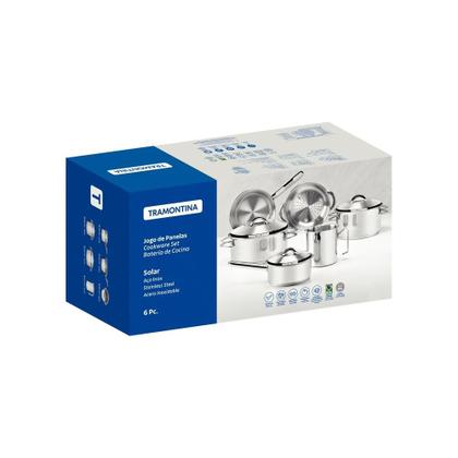 Imagem de Jogo Panelas Tramontina Solar Inox 6 Peças Fundo Triplo