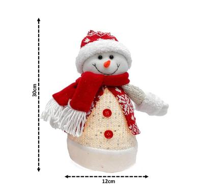 Imagem de Jogo Papai Noel e Boneco de Neve Cone Iluminado LED Tricô Vermelho e Branco 30cm - Magizi