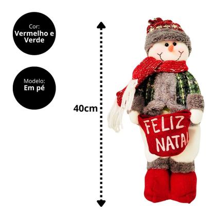 Imagem de Jogo Papai Noel e Boneco de Neve Decor com Saco Porta Objetos Feliz Natal 40cm - Master Christmas