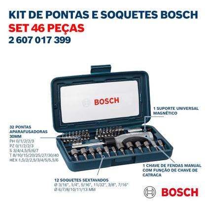 Imagem de Jogo para Parafusar com Bits e Chave Magnética 46 Pçs Bosch