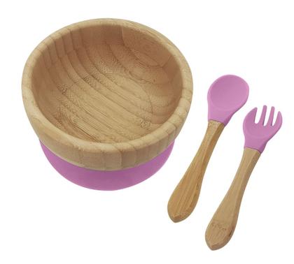 Imagem de Jogo Para Refeição Rosa Bowl Com Talheres Infantil Bebê Mimo