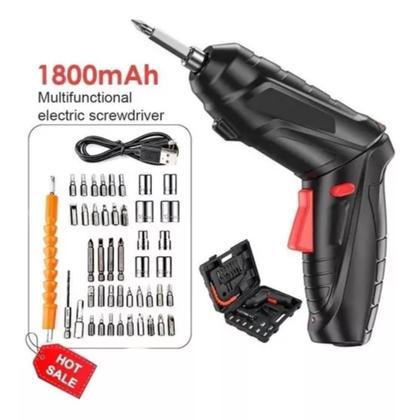 Imagem de Jogo Parafusadeira Sem Fio Recarregável USb Com Maleta 47 Chaves 110v/220v Portátil
