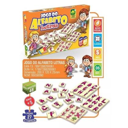 Imagem de Jogo Pedagógico De Madeira Memória Bingo Alfabeto Letras com 27 Peças - Iob Brinquedos