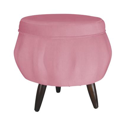 Imagem de Jogo Poltrona Estofada Com 1 Puff Pés Palito Clínica Pétala Suede Rosa Barbie - DL Decor