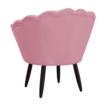 Imagem de Jogo Poltrona Estofada Com 1 Puff Pés Palito Clínica Pétala Suede Rosa Barbie - DL Decor