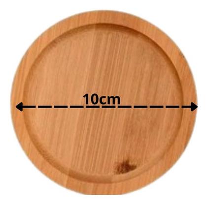 Imagem de Jogo Porta Copos Bambu Suporte Base Tampa Xicaras Kit 4pçs -