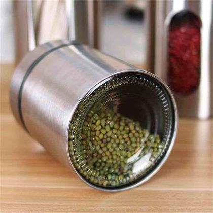 Imagem de Jogo Pote Hermético Vidro e Inox com Visor 3pçs Mimo Style para Organizar Cozinha 630ml, 1L e 1,3L