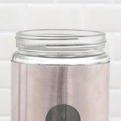 Imagem de Jogo Pote Hermético Vidro e Inox com Visor 3pçs Mimo Style para Organizar Cozinha 630ml, 1L e 1,3L