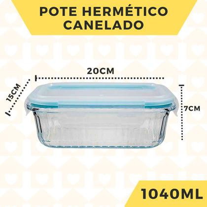Imagem de Jogo Potes Hermetico 1040ML Rantagular Canelado Marmita 7Un