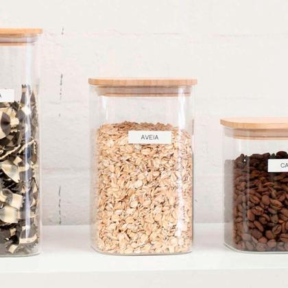 Imagem de Jogo Potes Herméticos Vidro Quadrado 1,1L Tampa Bambu Mimo Style 3 Peças