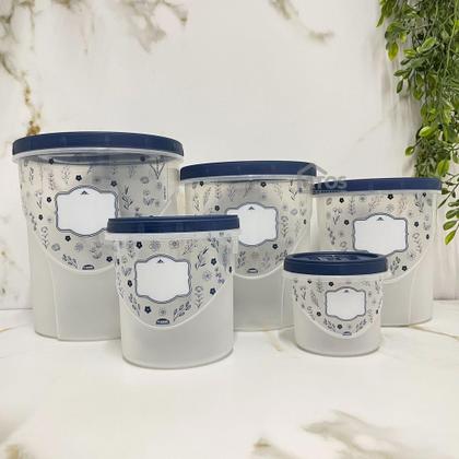 Imagem de Jogo Potes Porta Mantimentos 5Pçs Azul - PlasÚtil