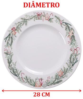 Imagem de Jogo Prato Raso Jantar 10Pessoas 10Pçs Noite Feliz Reto 28cm