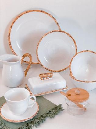 Imagem de Jogo Pratos Jantar Raso Bambu Scalla 6 Unidades