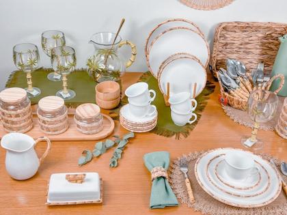 Imagem de Jogo Pratos Jantar Raso Bambu Scalla 6 Unidades