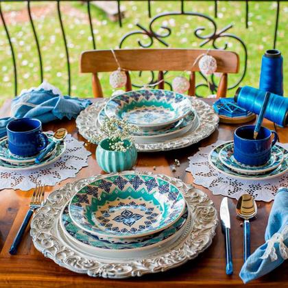 Imagem de Jogo Pratos Porcelana Rasos Lola 24Cm 6 Peças Oxford Biona