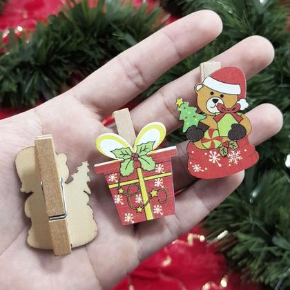 Imagem de Jogo Prendedores Decorativo De Natal Enfeite Urso Kit 60pçs