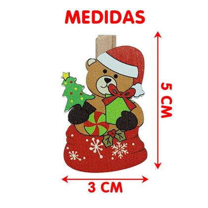 Imagem de Jogo Prendedores Decorativo De Natal Enfeite Urso Kit 60pçs