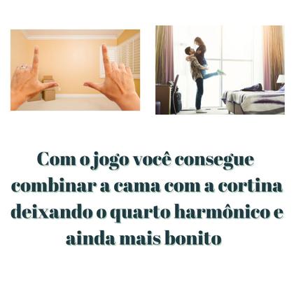 Imagem de Jogo Quarto Cobre Leito Colcha Casal Padrão 2 Porta travesseiros e Cortina 4 peças