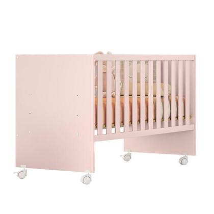 Imagem de Jogo Quarto De Bebê Berço E Roupeiro Cômoda 2 Portas 3 Gavetas - Rosa Acetinado Leartam Móveis