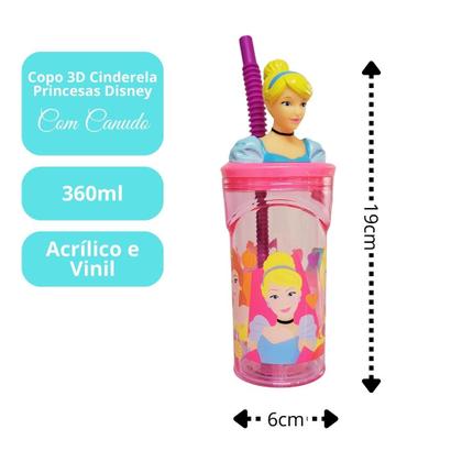 Imagem de Jogo Refeição Infantil Princesas Disney 3 Peças Prato, Tigela e Copo Melamina - Tuut
