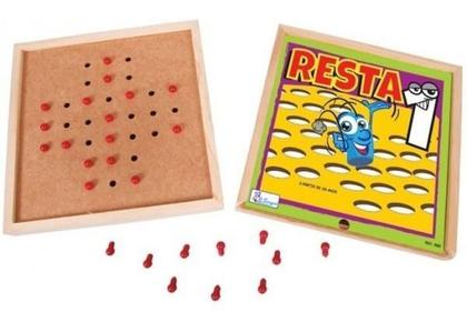 Imagem de Jogo Resta 1 Um Educativo Pedagogico Raciocinio Caixa de madeira Simque