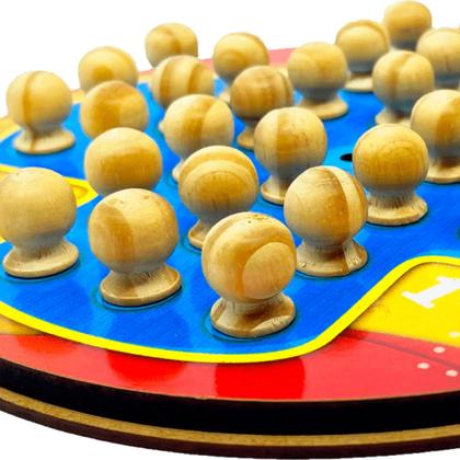 Imagem de Jogo Resta Um em Madeira Colorido Brinquedo de Tabuleiro