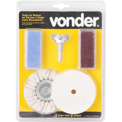 Imagem de Jogo roda de pano e feltro para polimento com pasta 5 peças - Vonder