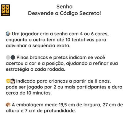 Imagem de Jogo senha grow