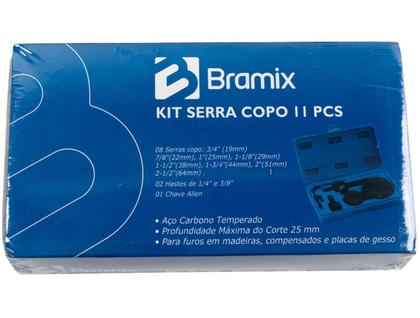 Imagem de Jogo Serra Copo Aço Temperado 11 Peças Profissional Para Madeira Compensado Gesso + Estojo