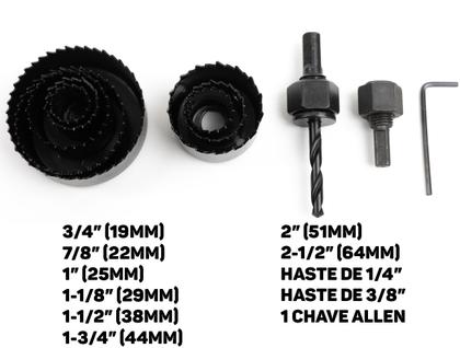 Imagem de Jogo Serra Copo Aço Temperado 11 Peças Profissional Para Madeira Compensado Gesso + Estojo