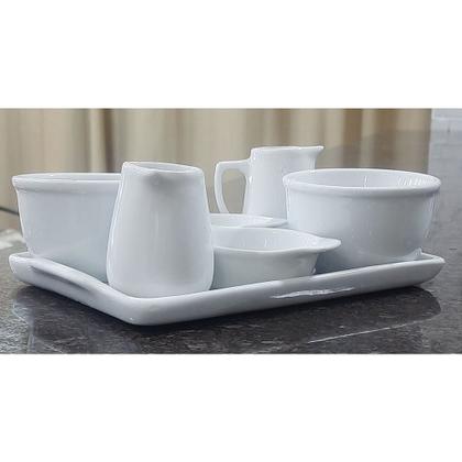 Imagem de Jogo servir Molhos, Caldas e Temperos - Bandeja, Tigelas/Cumbucas, Jarras - Porcelana Branca