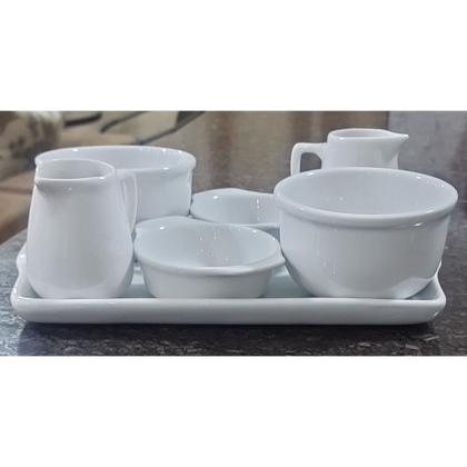 Imagem de Jogo servir Molhos, Caldas e Temperos - Bandeja, Tigelas/Cumbucas, Jarras - Porcelana Branca