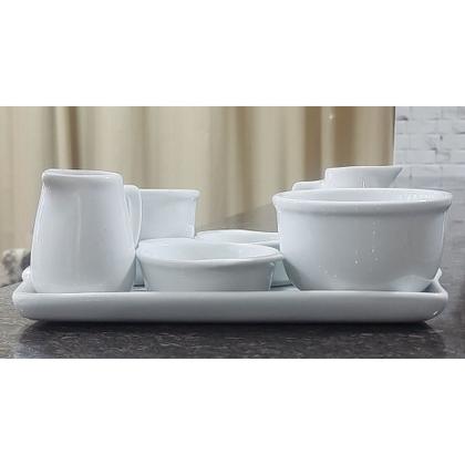 Imagem de Jogo servir Molhos, Caldas e Temperos - Bandeja, Tigelas/Cumbucas, Jarras - Porcelana Branca