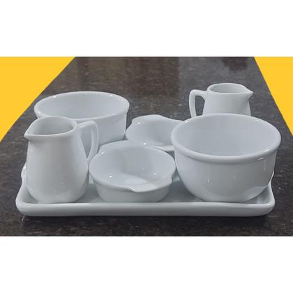 Imagem de Jogo servir Molhos, Caldas e Temperos - Bandeja, Tigelas/Cumbucas, Jarras - Porcelana Branca
