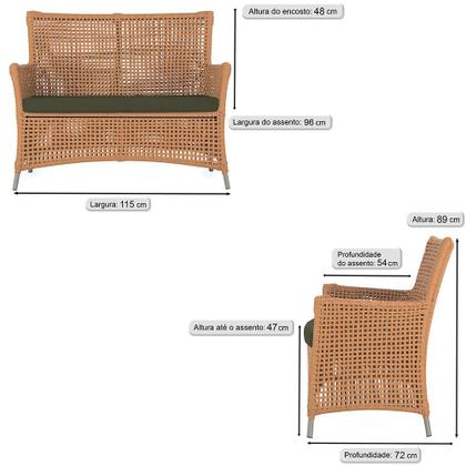 Imagem de Jogo Sofá e 4 Poltronas e Mesa Igapó Alumínio Fendi Corda Náutica E13 Trama Original