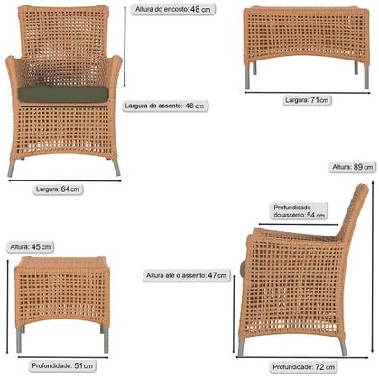 Imagem de Jogo Sofá e 4 Poltronas e Mesa Igapó Alumínio Fendi Corda Náutica E13 Trama Original