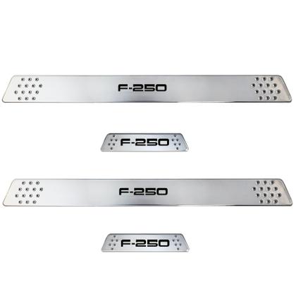 Imagem de Jogo Soleira de Porta F250 1999 2000 2001 2002 2003 2004 2005 2006 2007 2008 2009 2010 2011 2012 Cromado Escovado Personalizado