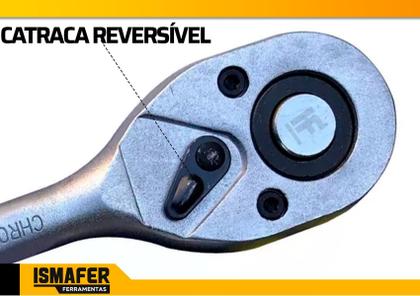 Imagem de Jogo  Soquete C/ Catraca Reversível 12 Peças Cromo Vanádio