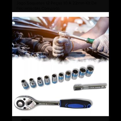 Imagem de Jogo soquete chave catraca 12 peças cromo vanádio profissional