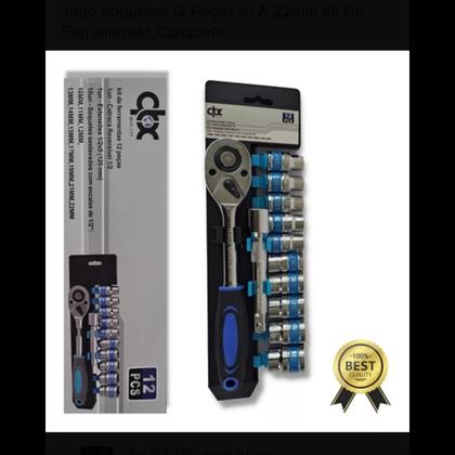 Imagem de Jogo soquete chave catraca 12 peças cromo vanádio profissional