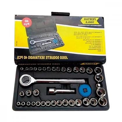 Imagem de Jogo Soquete Fertak C/Catraca 40Pc