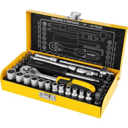 Imagem de Jogo Soquete Sextavado E Bits Ponteiras Encaixe 1/4 4-13mm