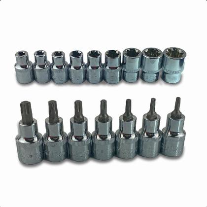Imagem de Jogo Soquete Torx Macho E Femea Com Maleta Metalica 16 Peças