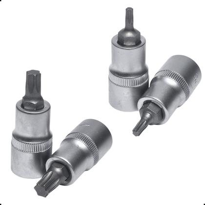 Imagem de Jogo Soquetes Bits Torx Automotivo Tapeceiro 16Pç C/Kit Extensao Alongador Cabo De Força 1/2 Pol CRV