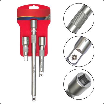 Imagem de Jogo Soquetes Bits Torx Automotivo Tapeceiro 16Pç C/Kit Extensao Alongador Cabo De Força 1/2 Pol CRV