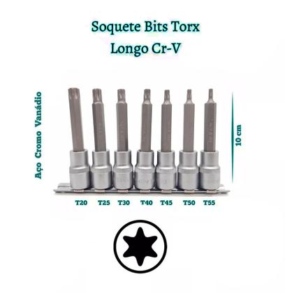 Imagem de Jogo Soquetes Bits Torx Longo 7 Peças 1/2 Polegada 1 Linha